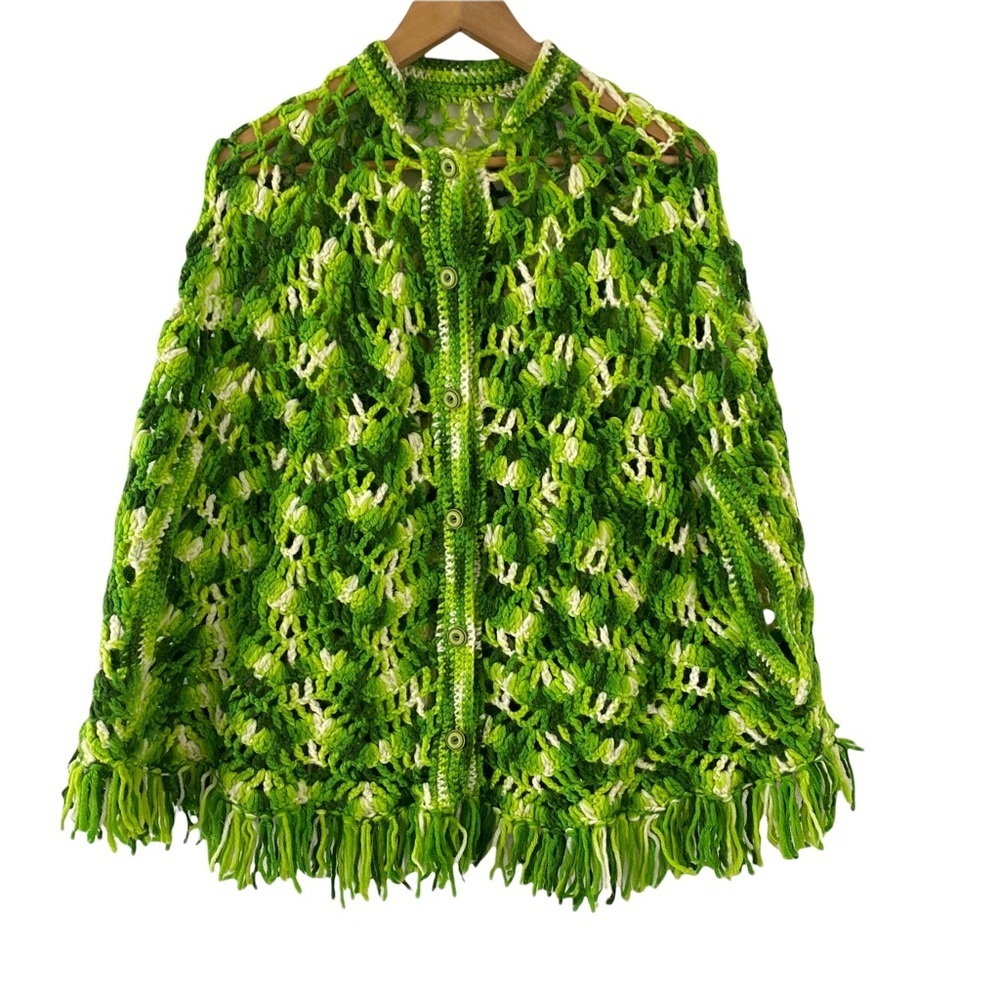 Hand Crocheted Cape with Fringe